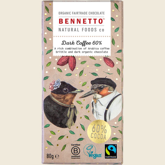 Bennetto Organic Dark Chocolate 60% Dark Coffee 80g