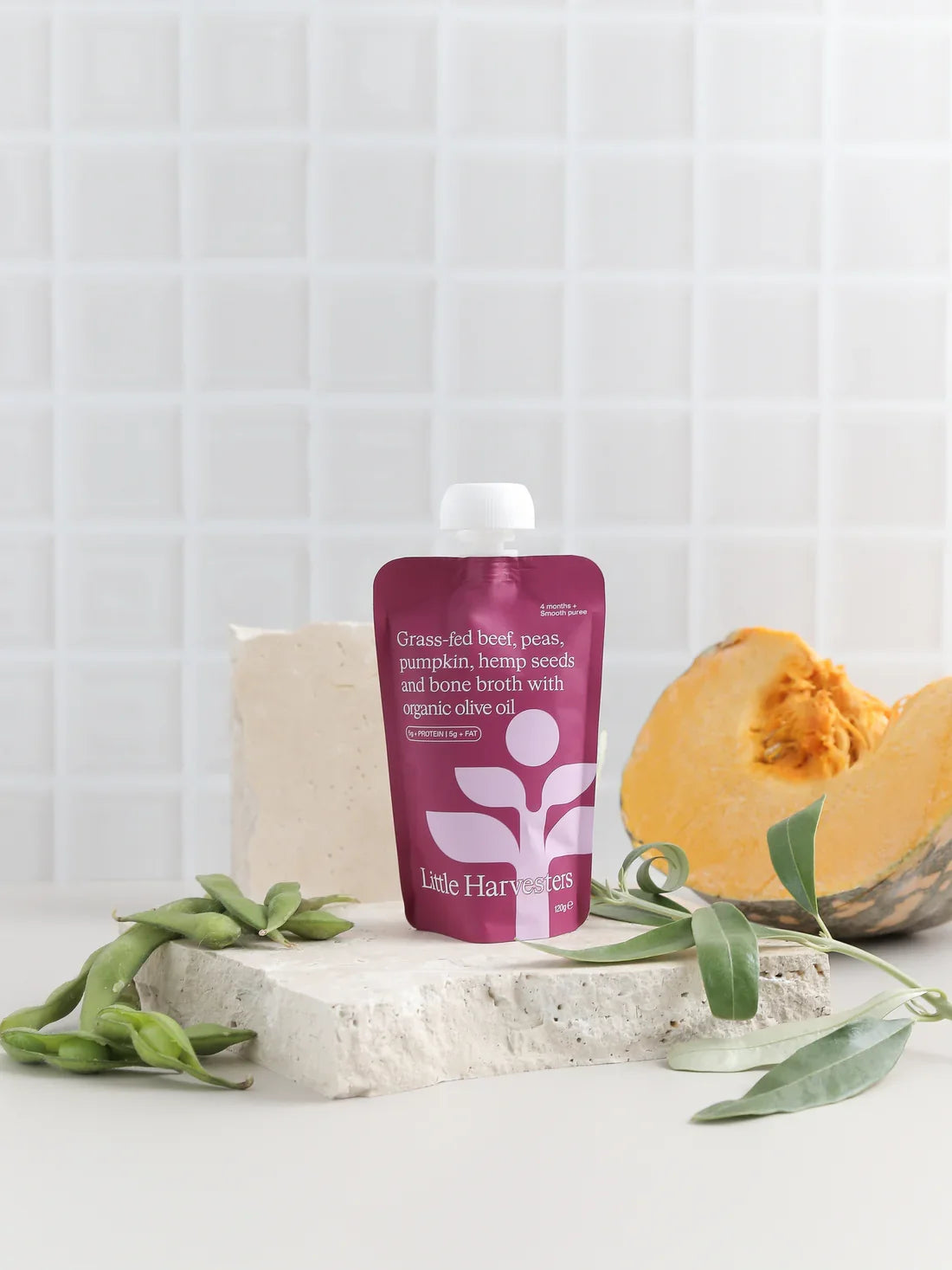 Little Harvesters Grass-fed Beef, Peas, Pumpkin,Hemp Seeds & Bone Broth 120g – additional image 2