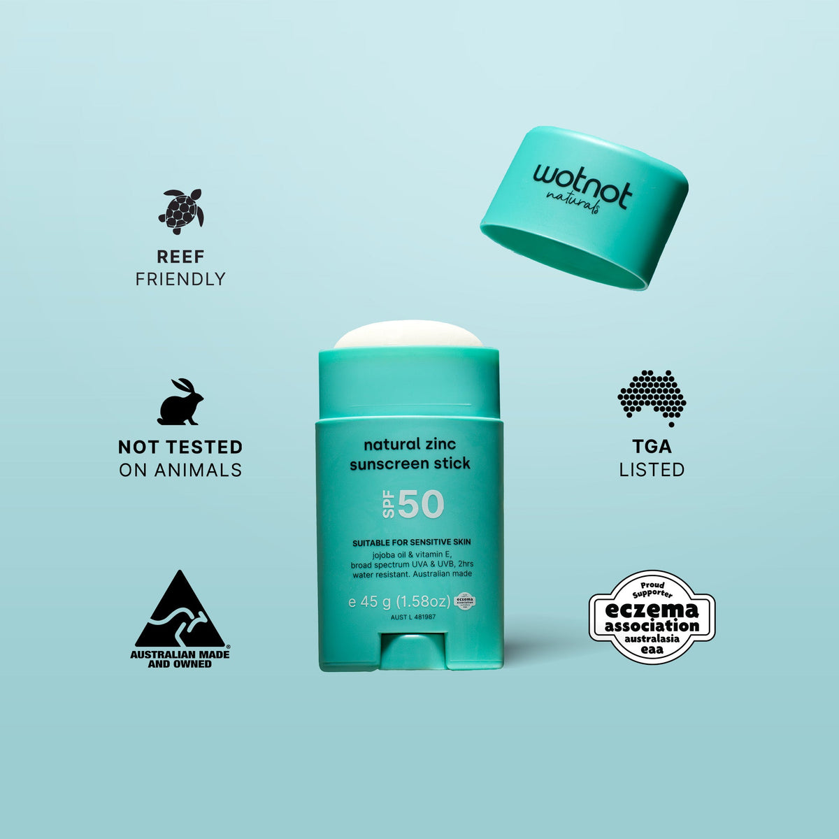 Wotnot Natural Zinc Sunscreen Stick SPF 50 45g – additional image 6