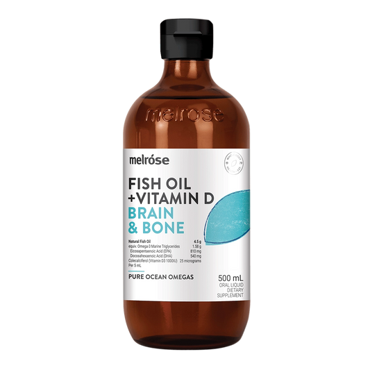 Melrose Fish Oil + Vitamin D Brain & Bone - 500 mL Lemon Lime