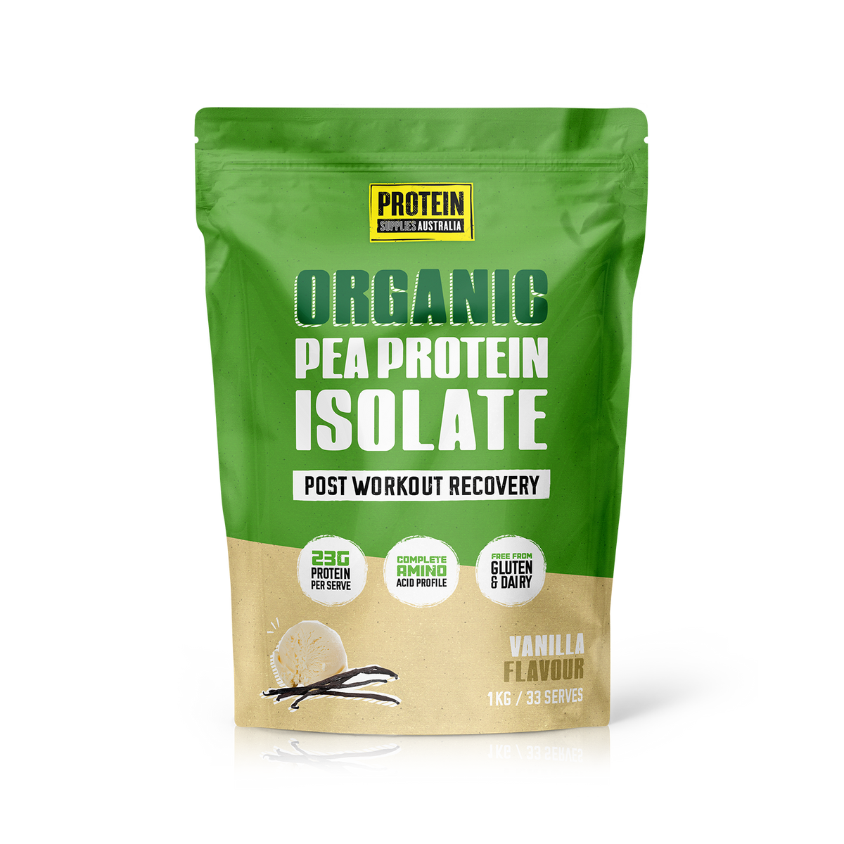 Protein Supplies Organic Pea Protein Isolate Post Workout Recovery - 1 kg Vanilla Bean
