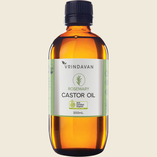 Vrindavan Castor Oil and Rosemary Amber Glass Bottle 200ml