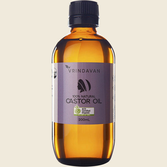Vrindavan Castor Oil 100% Natural - Amber Glass Bottle 200ml