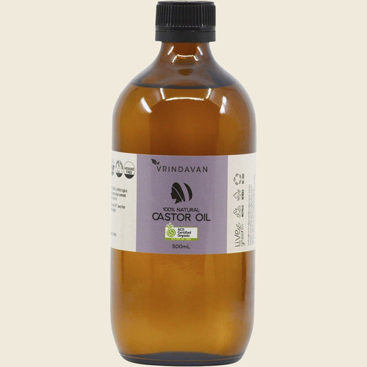 Vrindavan Castor Oil 100% Natural - Amber Glass Bottle 500ml