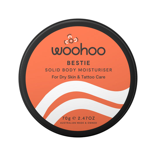 Woohoo Body Bestie Solid Body Moisturiser Tin Dry Skin & Tattoo Care 70g