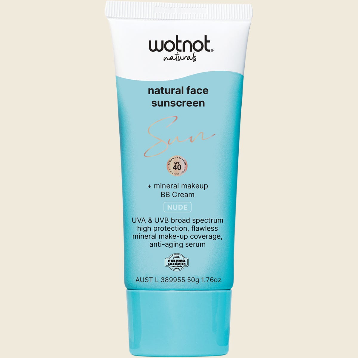Wotnot Natural Face Sunscreen + BB Cream SPF40 Nude 50g