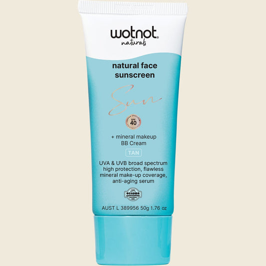 Wotnot Natural Face Sunscreen + BB Cream SPF 40 Tan 50g