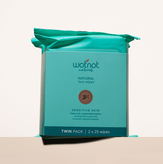 Wotnot Natural Face Wipes Sensitive Twin Pack x2