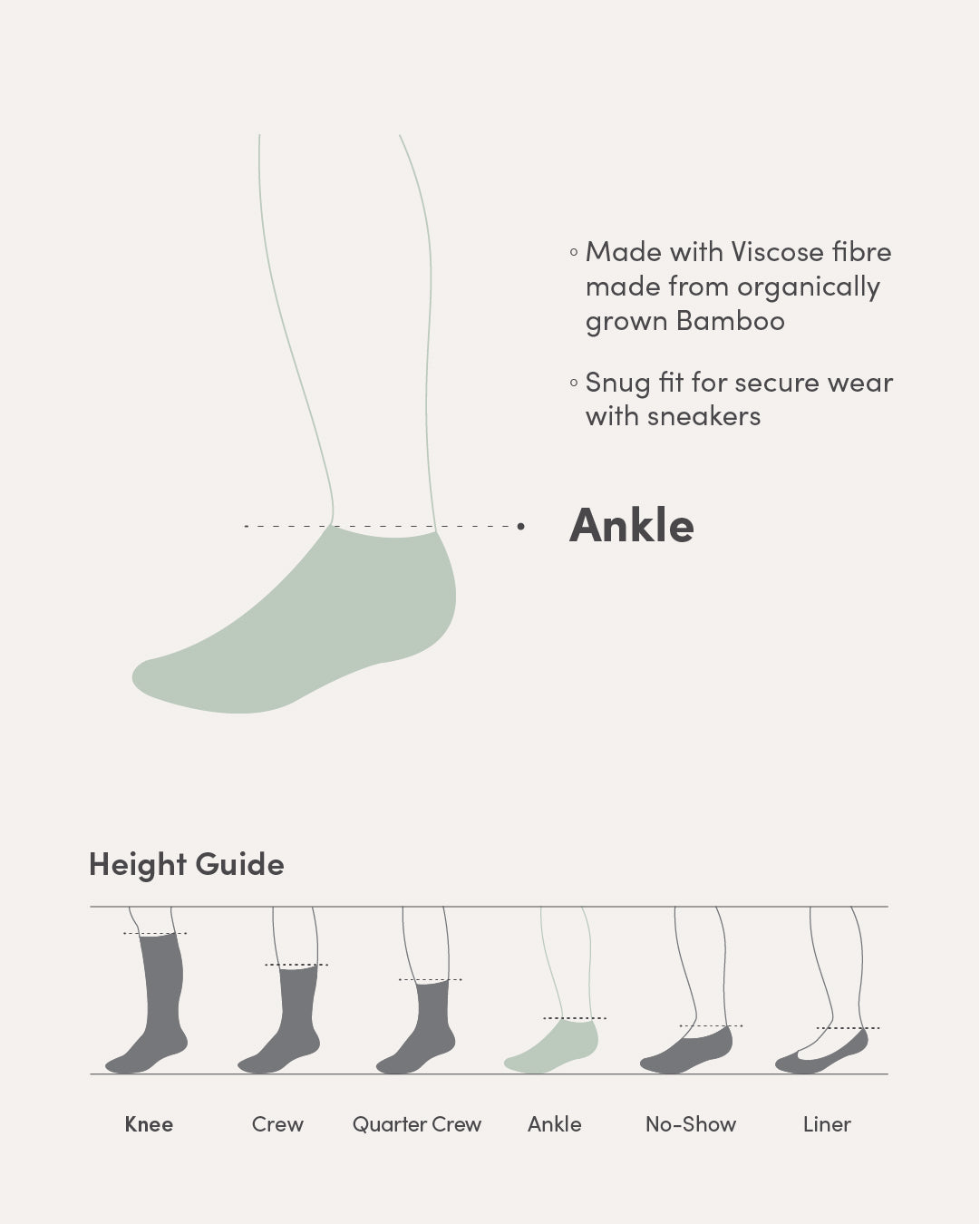 Boody Sport Ankle Socks – White