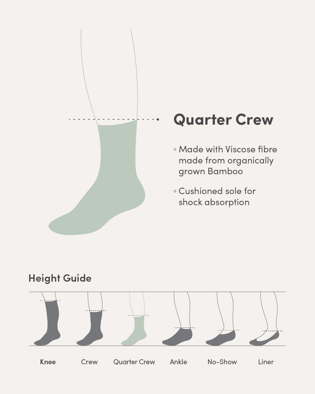 Boody Cushioned Quarter Crew Socks – White